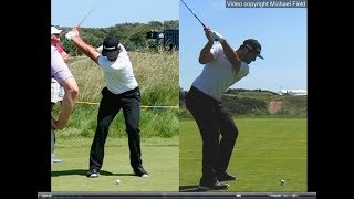 Jon Rahm golf swing  Long Iron faceon amp downtheline July 2017 [upl. by Auqenahc901]