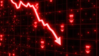 Stock Market Crash of Red Arrow Graph Going Down Into Recession 4K 60fps Wallpaper Background [upl. by Nosmoht]