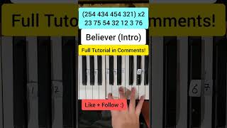 Believer Intro  Easy Piano Tutorial [upl. by Rhetta122]