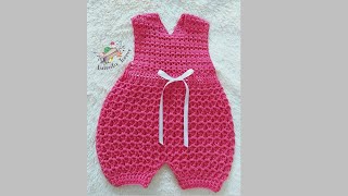 OVEROL PARA BEBÉ A CROCHET  PASO A PASO  PUNTO FANTASIA  3 A 6 MESES [upl. by Backer]