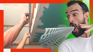 🔥 Cómo Colocar CANTONERA Metálica en PLADUR 🔰 Empastado Techo Bajo Escaleras Drywall [upl. by Ahsenom]