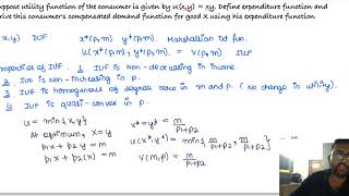 Indirect utility function and Expenditure function IES 2018 [upl. by Kenrick]