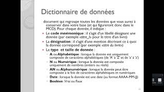 Dictionnaire de données [upl. by Sperry]