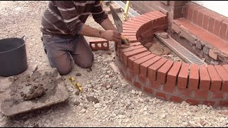 Bricklaying How to build a curved brick step [upl. by Upshaw]