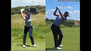 Justin Thomas golf swing  Long Iron faceon amp downtheline July 2017 [upl. by Bettzel535]