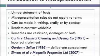 Misrepresentation Lecture 1 of 4 [upl. by Nell]