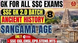 Lecture  8 Sangam Age Ancient History By Parmar SSC [upl. by Yrem615]