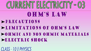 ELECTRIC CURRENT 03OHMS LAW CLASS 10PHYSICS [upl. by Ezara365]